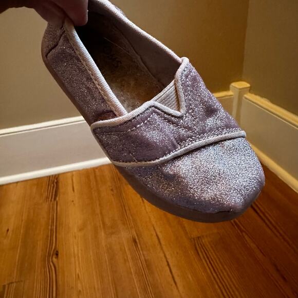 Toms pink glitter slip on shoes SIZE 7 - Picture 1 of 6